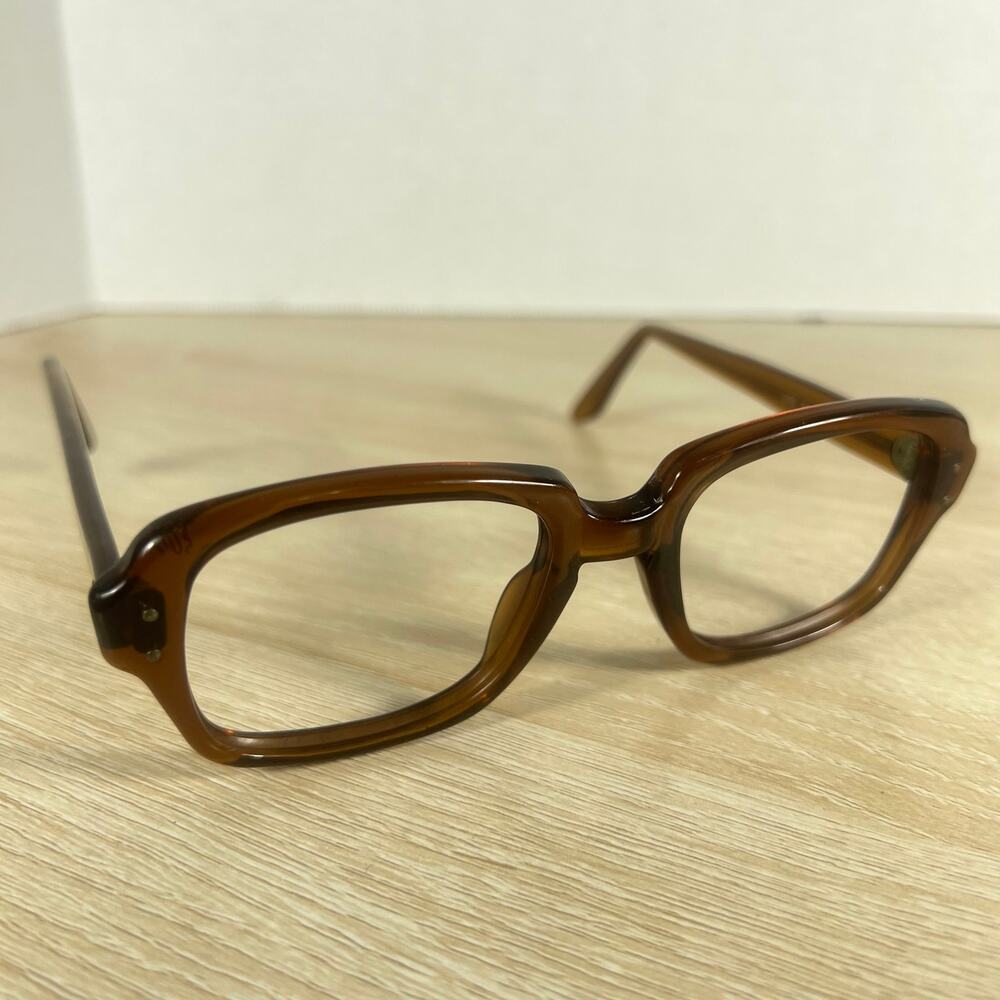 Vintage USS 4 1/2 - 5 3/4 USS 50-20 Eyeglasses Full Rim Frames ONLY Brown